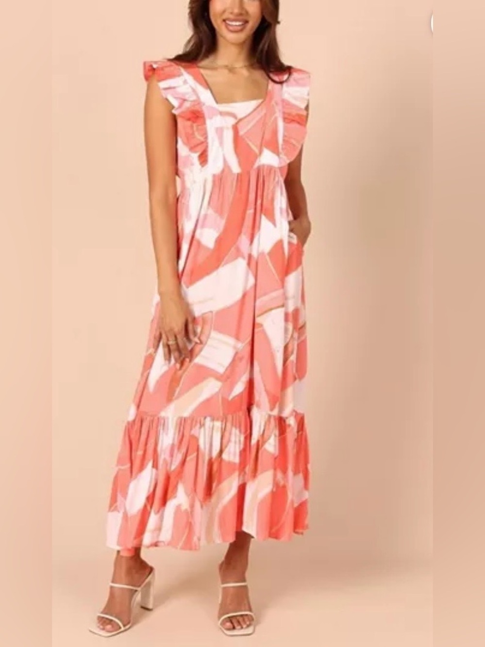 Petal & Pup Mariapia Frill Maxi Dress in an Abstract Print; EUC, Sz. XL